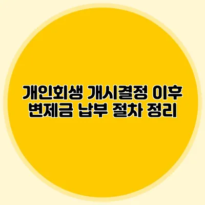 개인회생 개시결정 이후 변제금 납부 절차 정리