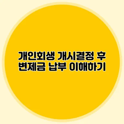 개인회생 개시결정 후 변제금 납부 이해하기