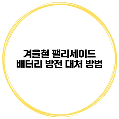 겨울철 팰리세이드 배터리 방전 대처 방법