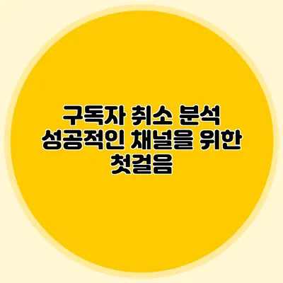 구독자 취소 분석: 성공적인 채널을 위한 첫걸음