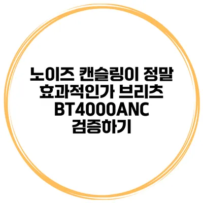 노이즈 캔슬링이 정말 효과적인가? 브리츠 BT4000ANC 검증하기