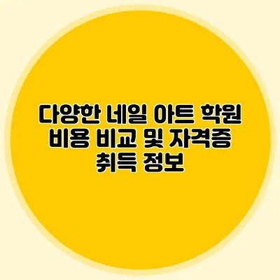 다양한 네일 아트 학원 비용 비교 및 자격증 취득 정보