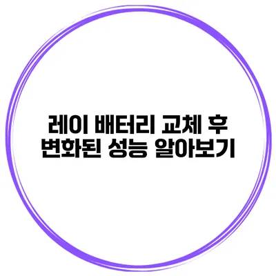 레이 배터리 교체 후 변화된 성능 알아보기