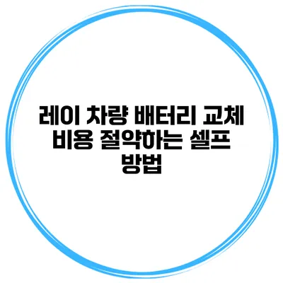 레이 차량 배터리 교체 비용 절약하는 셀프 방법