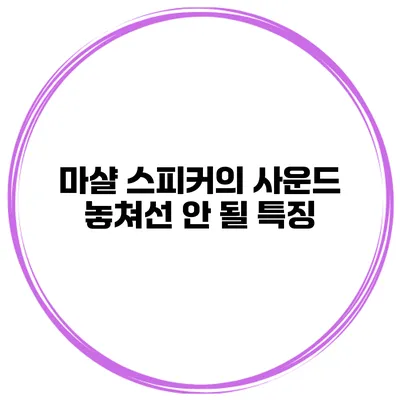 마샬 스피커의 사운드 놓쳐선 안 될 특징