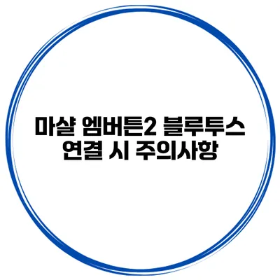마샬 엠버튼2 블루투스 연결 시 주의사항