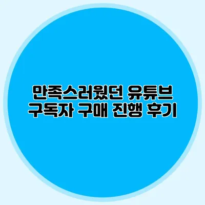 만족스러웠던 유튜브 구독자 구매 진행 후기