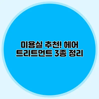 미용실 추천! 헤어 트리트먼트 3종 정리