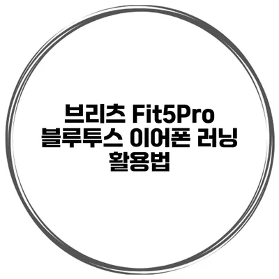 브리츠 Fit5Pro 블루투스 이어폰 러닝 활용법