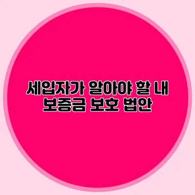 세입자가 알아야 할 내 보증금 보호 법안