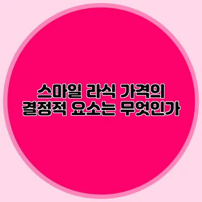 스마일 라식 가격의 결정적 요소는 무엇인가?