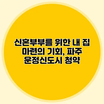 신혼부부를 위한 내 집 마련의 기회, 파주 운정신도시 청약