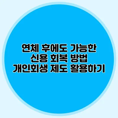연체 후에도 가능한 신용 회복 방법: 개인회생 제도 활용하기