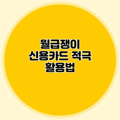 월급쟁이 신용카드 적극 활용법