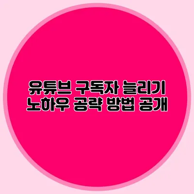 유튜브 구독자 늘리기 노하우: 공략 방법 공개