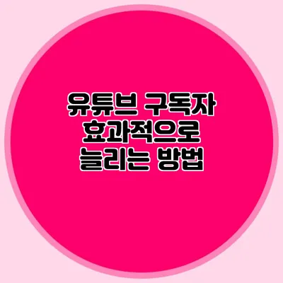 유튜브 구독자 효과적으로 늘리는 방법