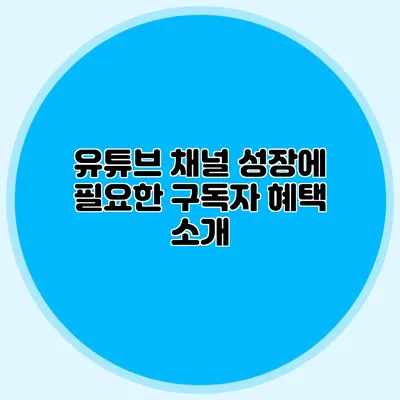 유튜브 채널 성장에 필요한 구독자 혜택 소개