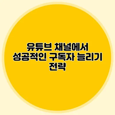 유튜브 채널에서 성공적인 구독자 늘리기 전략