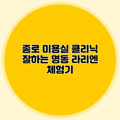 종로 미용실: 클리닉 잘하는 명동 라리엔 체험기