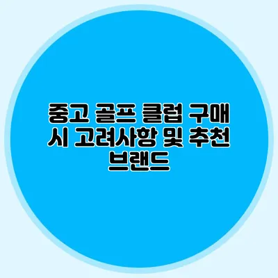 중고 골프 클럽 구매 시 고려사항 및 추천 브랜드