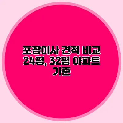 포장이사 견적 비교: 24평, 32평 아파트 기준
