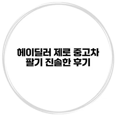 헤이딜러 제로 중고차 팔기 진솔한 후기