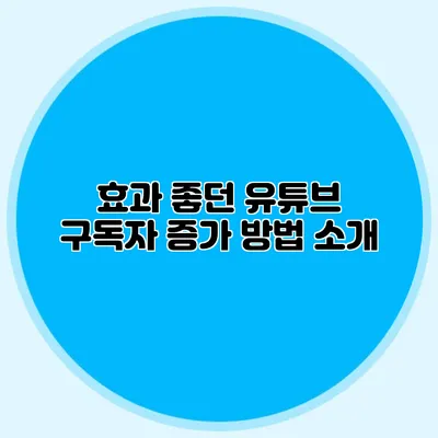 효과 좋던 유튜브 구독자 증가 방법 소개